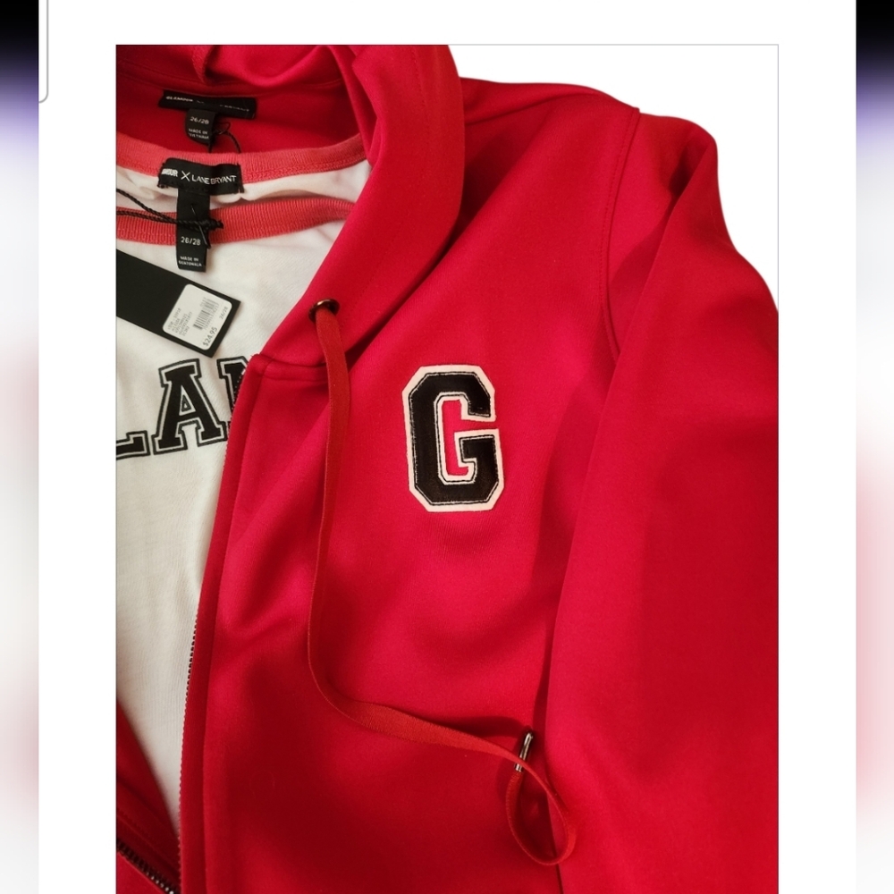 Glamorous Red Varsity Jacket Wit TEE ☆sold As Set ■ FIRM● NWT